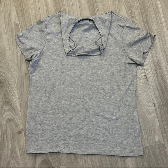 Bam BY BETSY ADAM SHORT SLEEVE ATTACHED FACE MASK T-SHIRT SZ L GRAY - Picture 2 of 11